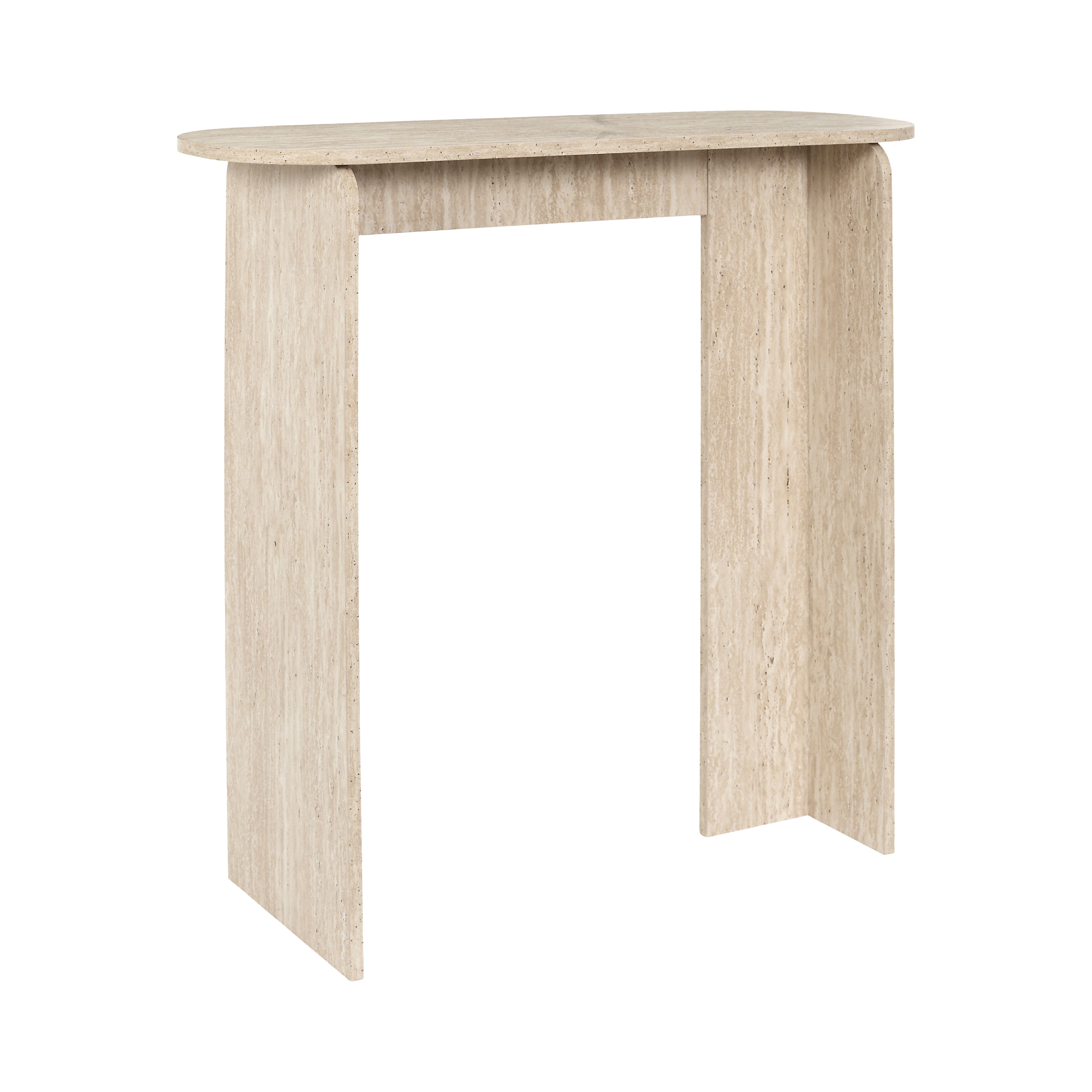 Console - Home Deco Factory - Pietra - Minimaliste - Effet Pierre Travertin - Blanc Et Beige - 2