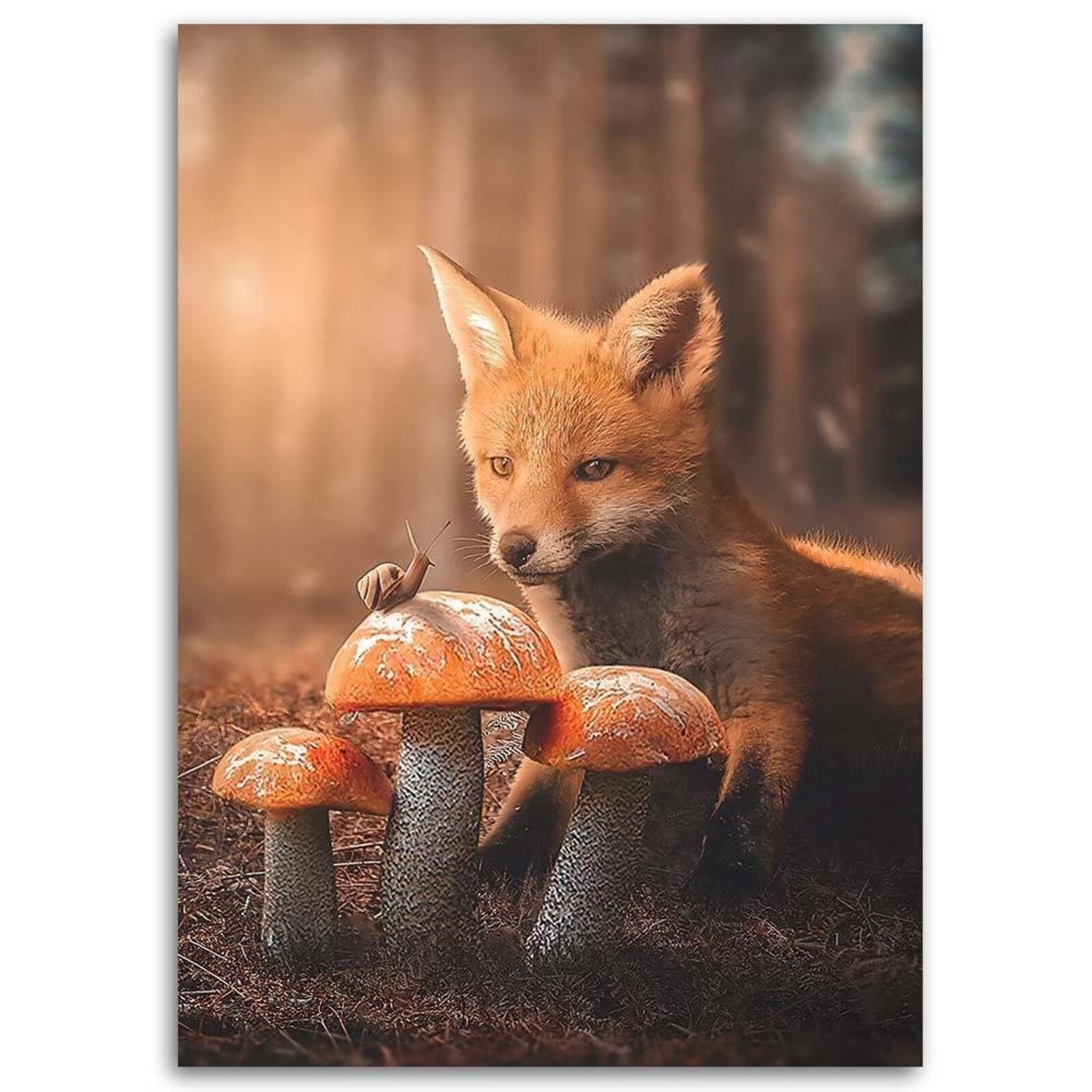 Tableau bois renard et escargot abstraction - 40 x 60 cm - 2