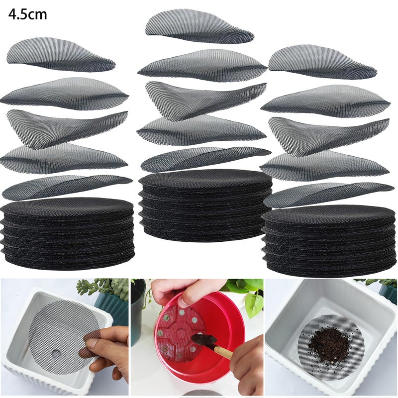 1000 sztuk siatki do otworów w doniczkach, ekrany do otworów drenażowych doniczek 45mm, zapobiegające utracie gleby, siatka na matę