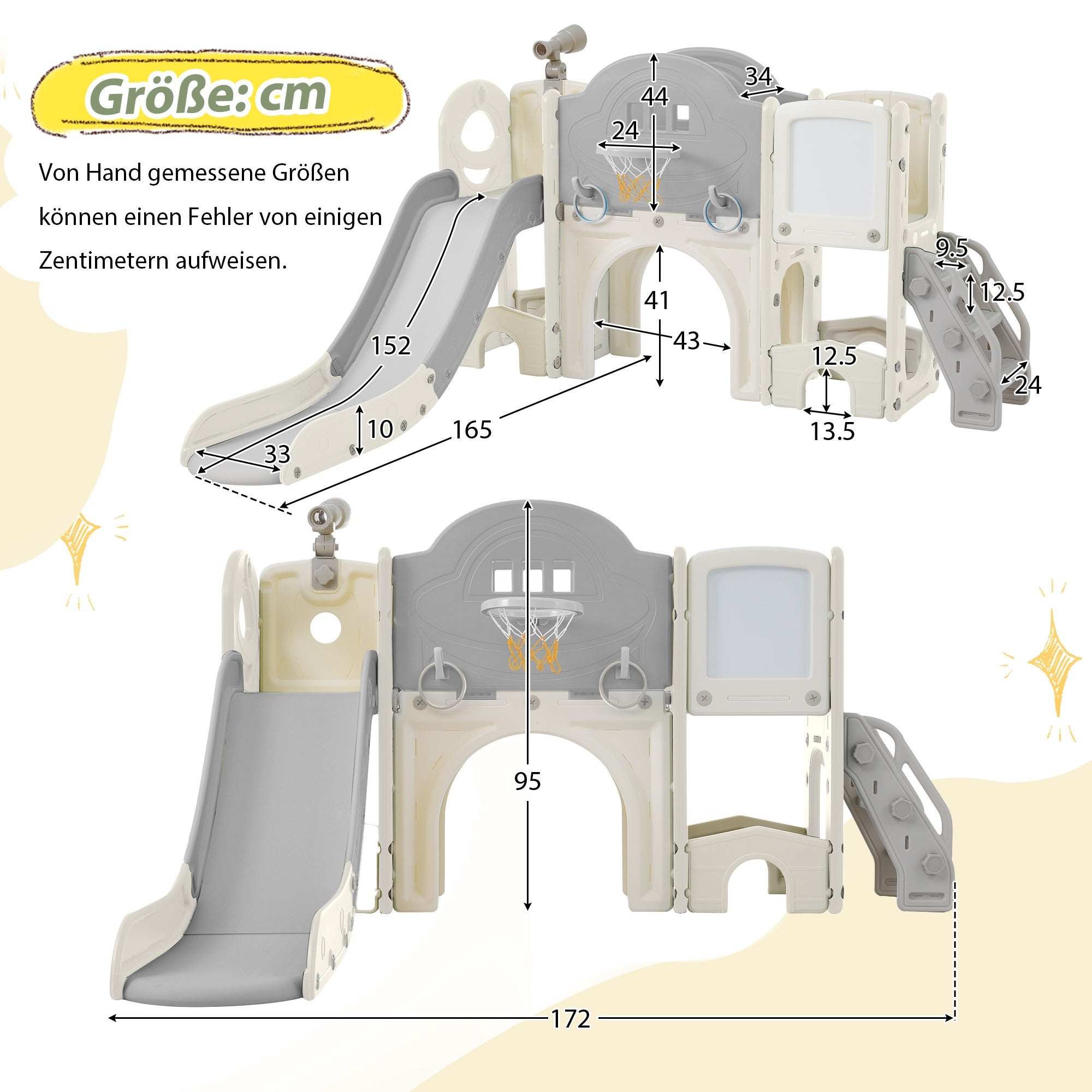 Jouet extérieur 10 en 1 - Multifonction avec toboggan, escalade, jeux et rangements - Couleur: Gris Antique Blanc - 5