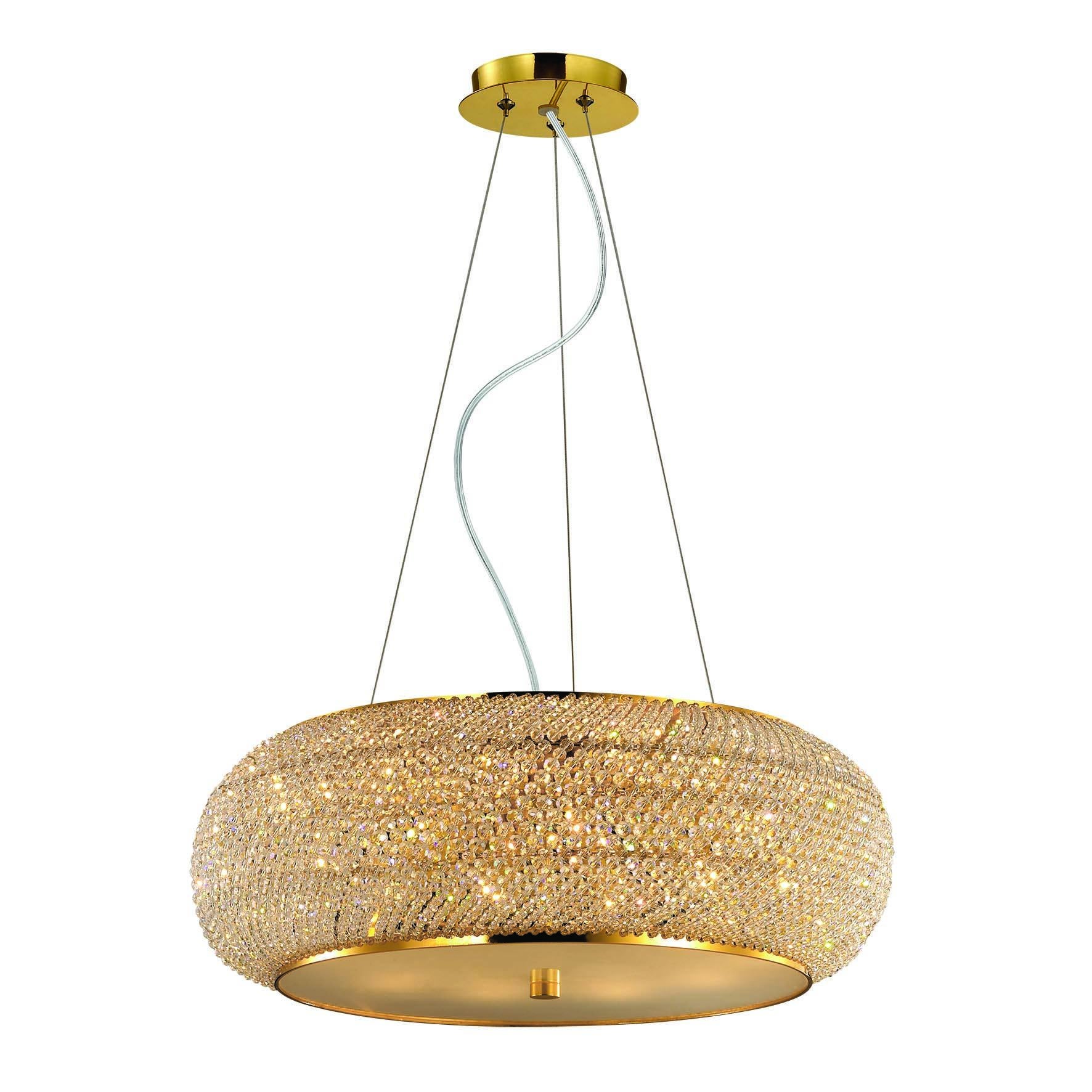 Dmora  Suspension Led Intégré Pasha Verre,Cristal,Métal Or 10 Ampoules 28Cm , Leroy Merlin