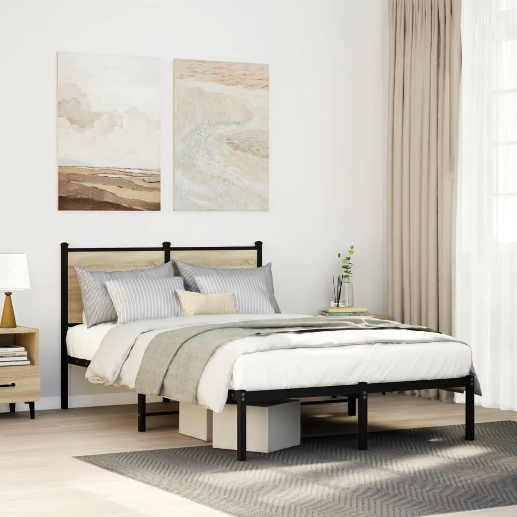 Łóżko Metalowe Czarne Rama łóżka Ze Stelażem Łóżko Do Sypialni Pokoju 120x200 cm