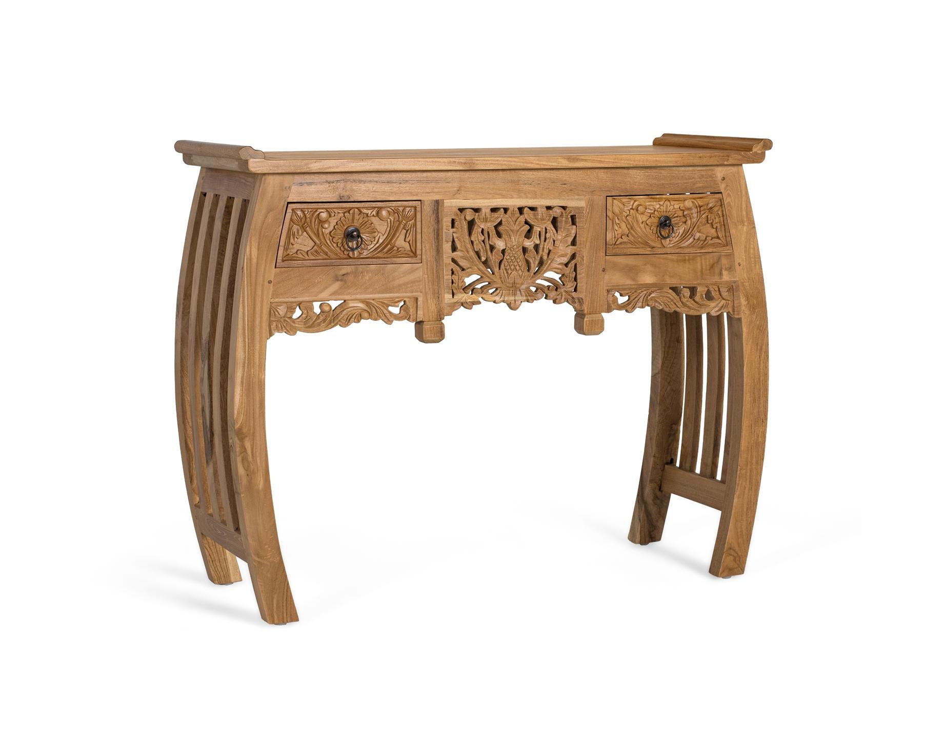 Konsola z drewna tekowego, 100 cm, styl orientalno-etniczny - 78x100x37 GYC - 2