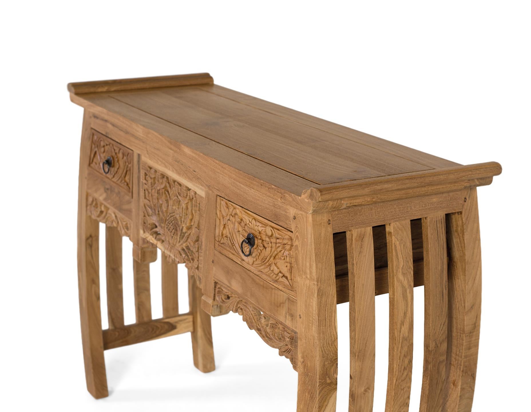 Konsola z drewna tekowego, 100 cm, styl orientalno-etniczny - 78x100x37 GYC - 4