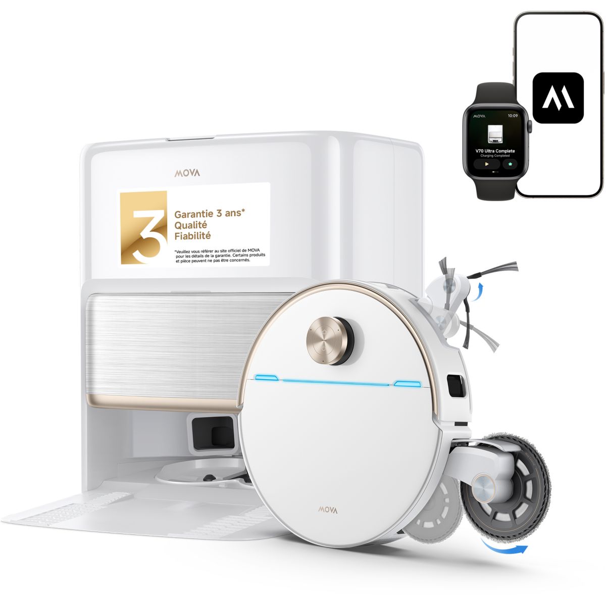 Mova Blanco Robot Aspirador V70 Ultra Complete Sensor Ultrasónico Friegasuelos - Imagen 3