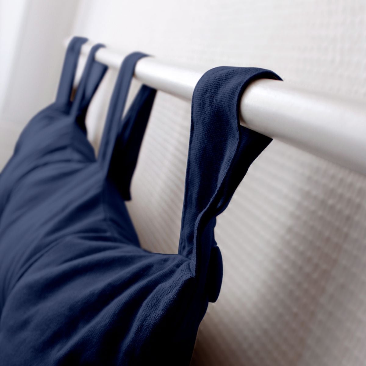 Coussin tête de lit en coton et pattes boutonnées - Bleu Marine - 70x45 cm - Coton - 5