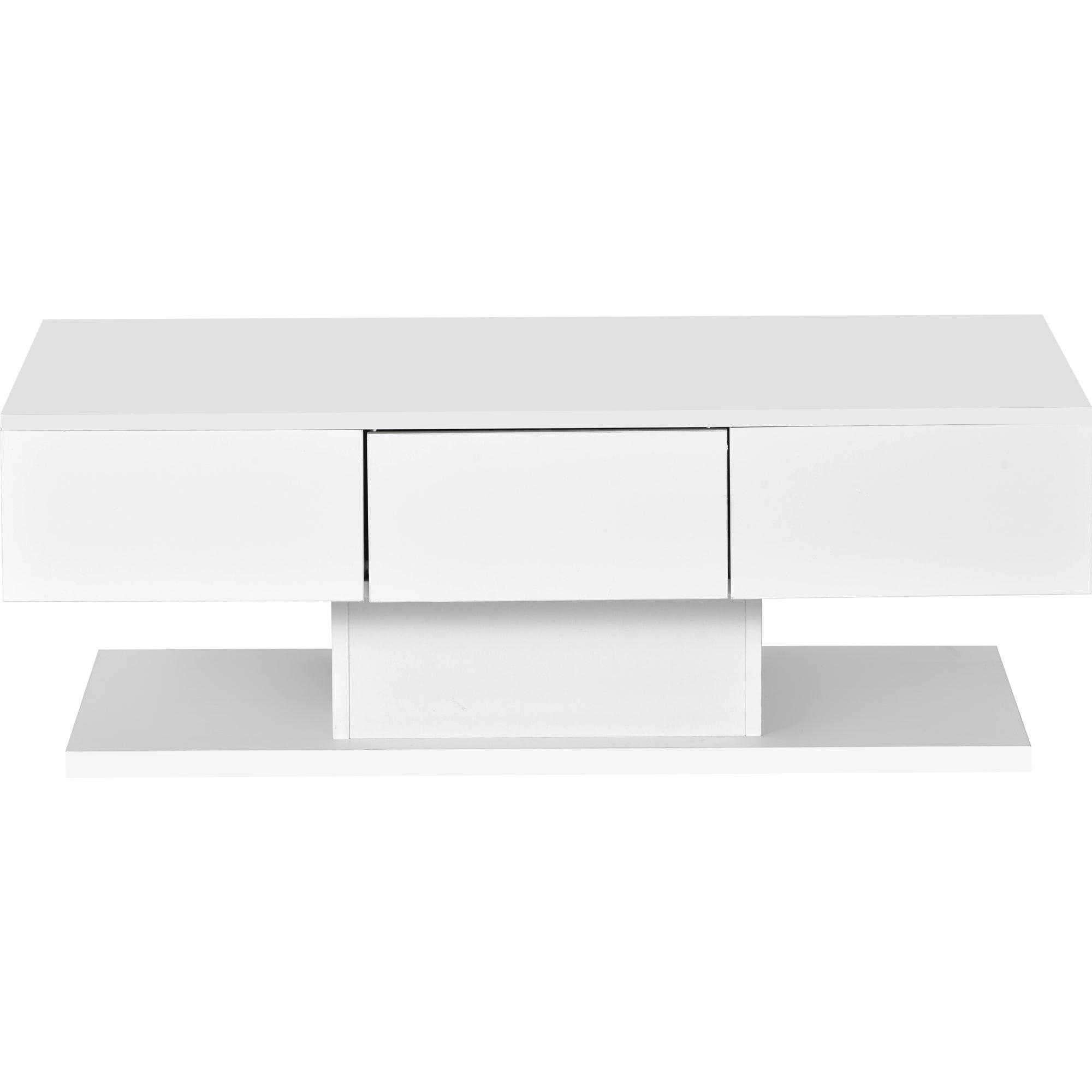 Table basse avec éclairage LED + 2 tiroirs - blanc - 4