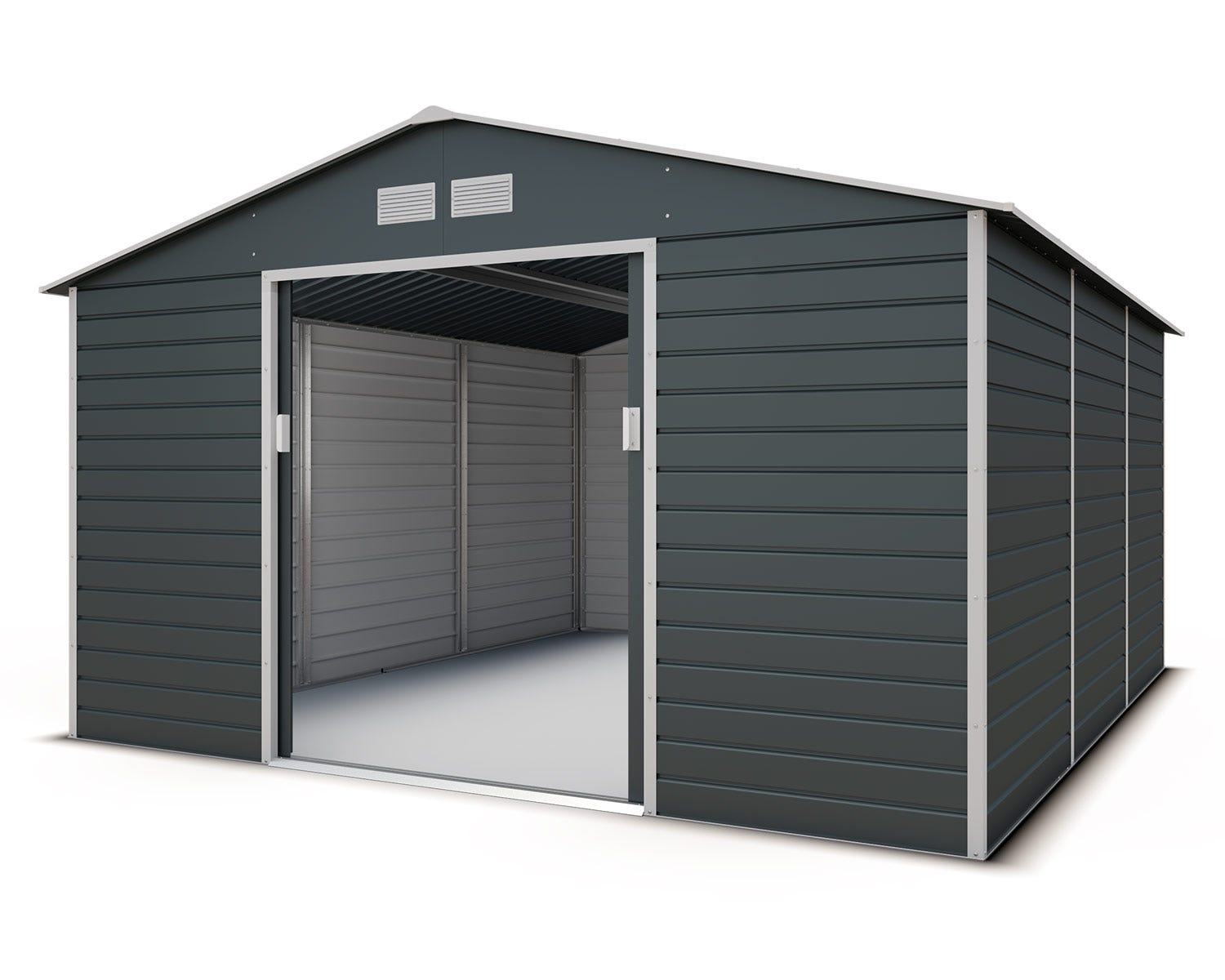 Abri de jardin métal gris 12,27 m2 + kit d'ancrage - 2