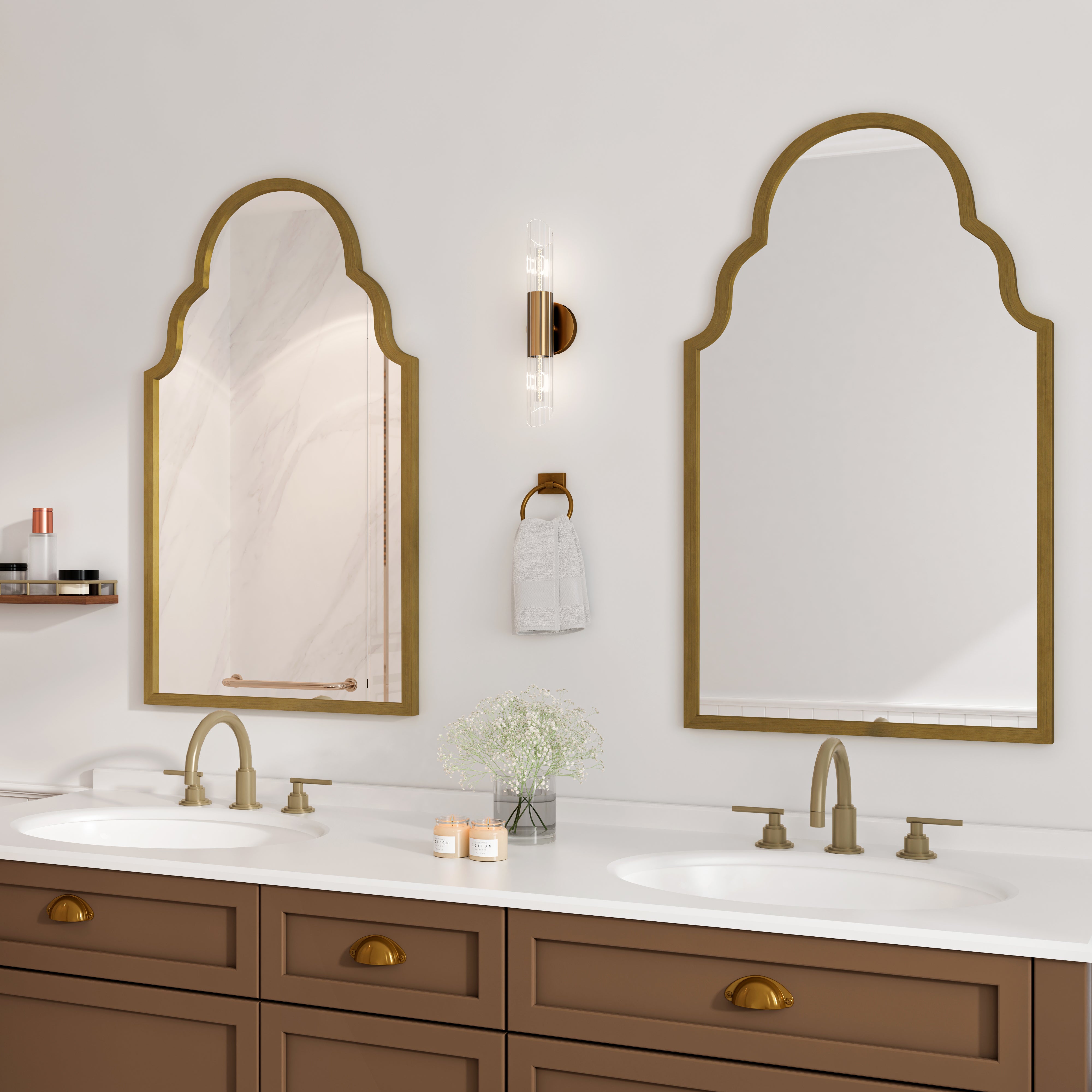 Miroir rectangulaire, 61 x 101 cm, bronze, cadre en métal, miroir mural de salle de bain, pour salle de bain, salon, chambre à coucher, décoration mur - 3