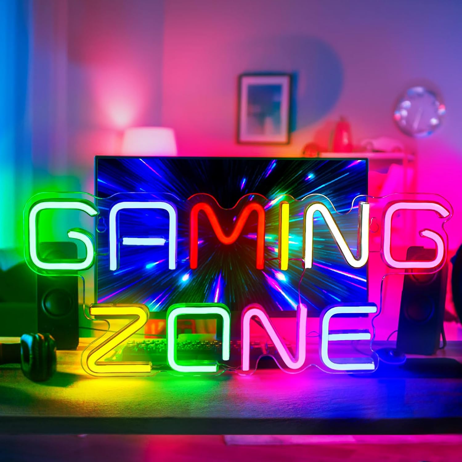 Neonowe znaki świetlne, neonowe znaki do gier, fajne neonowe znaki zasilane przez USB, artystyczna dekoracja ścienna do pokoju gier, sypialni, baru