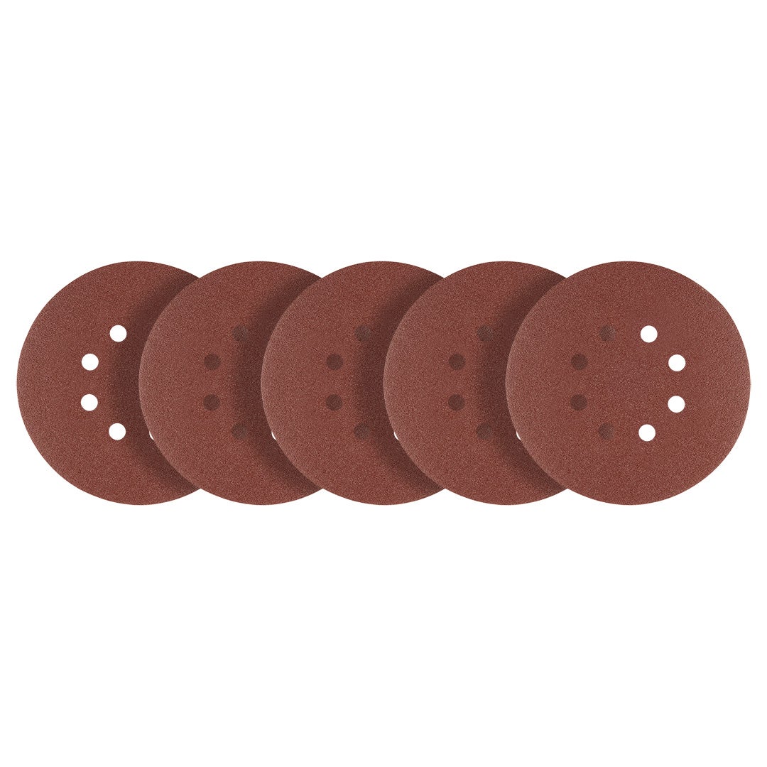 Discuri de slefuit cu suport Velcro, cu gauri, 150 mm, P80, 5 buc. 58T283