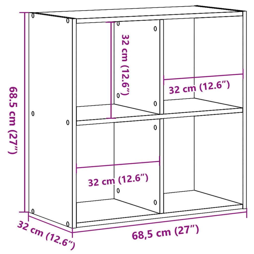 Bibliothèque sonoma gris 68,5x32x68,5 cm bois d'ingénierie vidaXL - 9