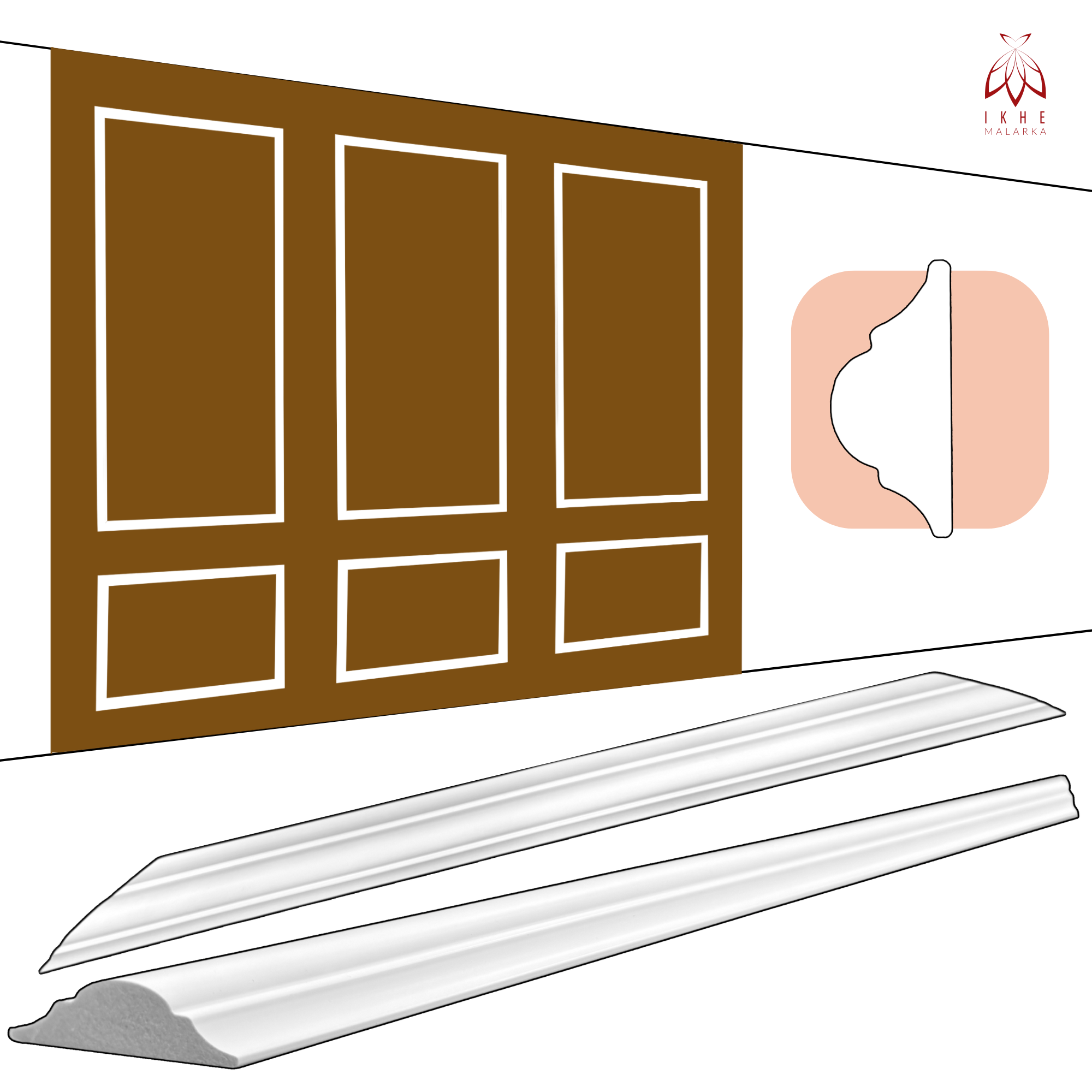 Set de moulures murales – Kit pour 6 cadres élégants en PS robuste, étanche, résistant et facile à poser – Design classique blanc JX88-W - 9