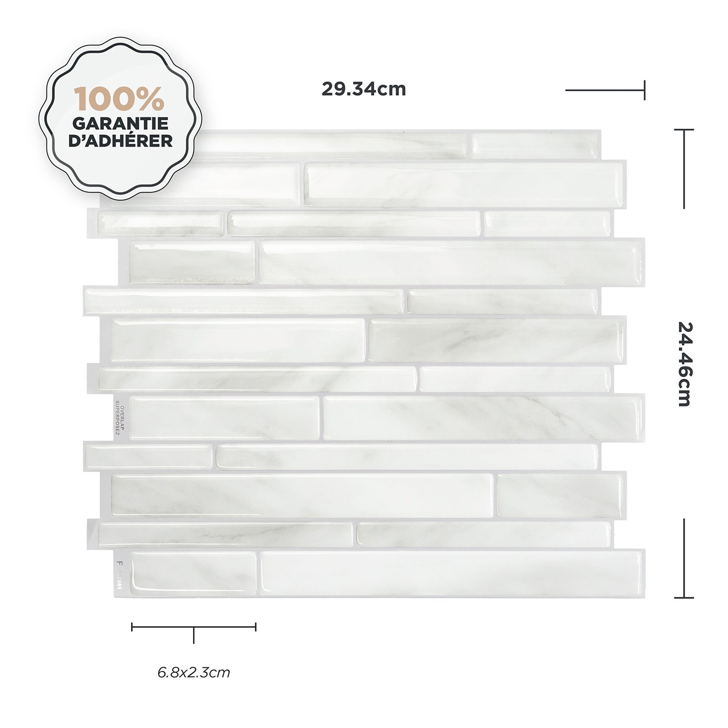 Crédence Adhésive, Effet Carrelage Mural Céramique Grise x4, 29.34 x 24.48cm - Smart Tiles Milano Massa - Sticker pour Cuisine et Salle de Bain - 4