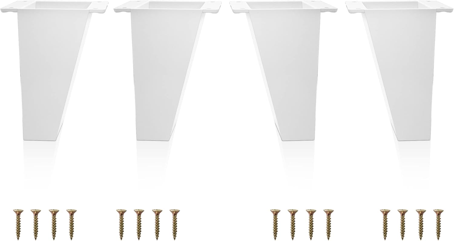 Picioare de mobilă albe - Picioare de mobilă înclinate - Înălțime: 120 mm - Picioare din plastic ABS DIY în design scandinav - Șuruburi incluse