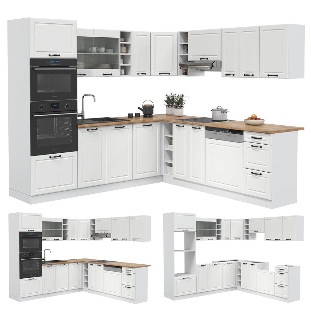 Vicco Cuisine en angle R-Line, Blanc campagne/Blanc, 247 x 237 cm, PT Chêne - 9