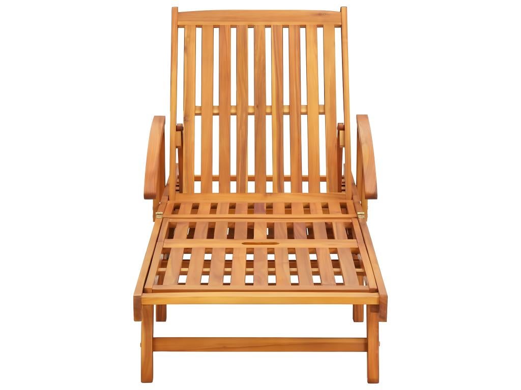 Conjunto de 2 tumbonas hamacas camas de jardín muebles de terraza con cojines madera maciza de acacia 02_0012058 - 3
