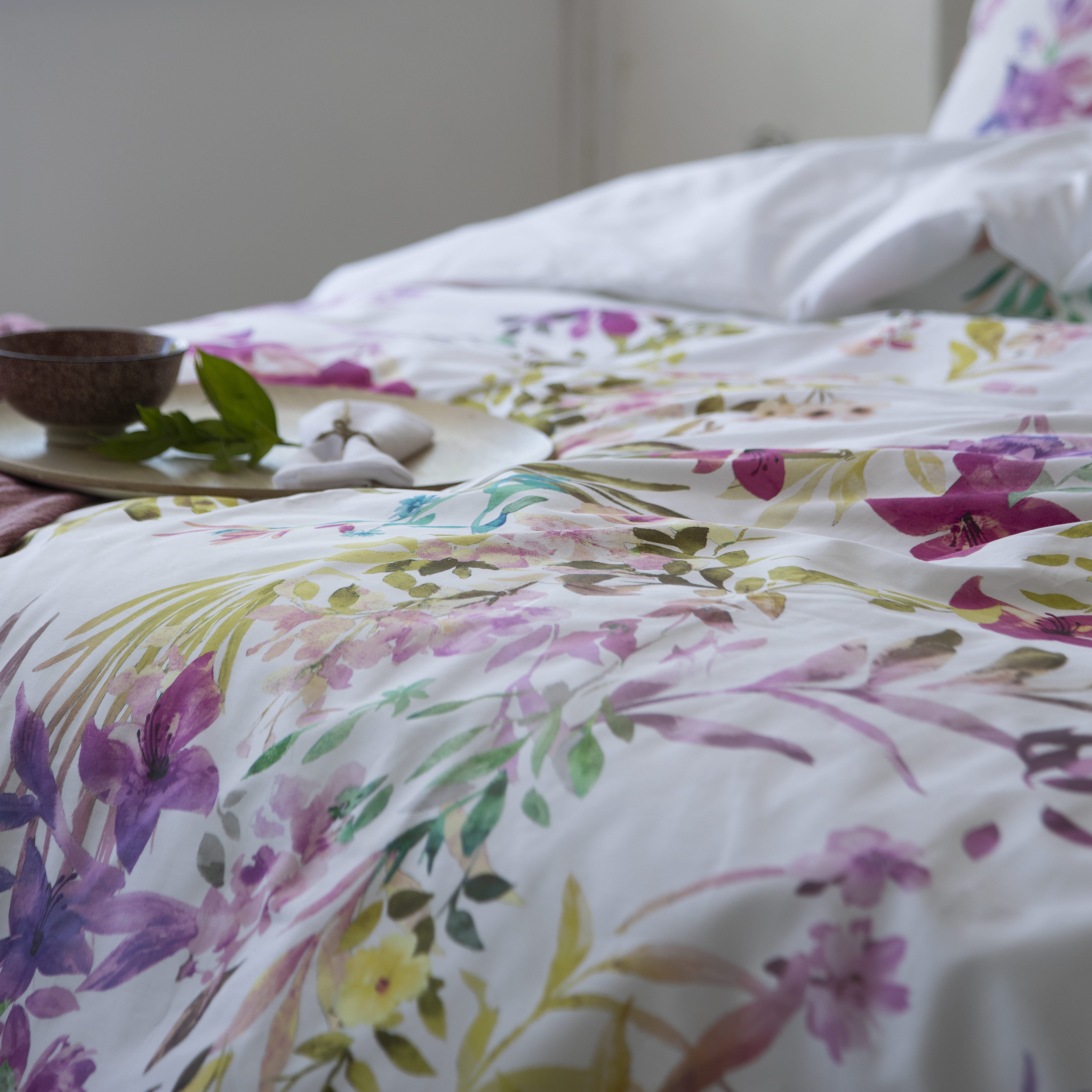 Housse de couette Floralink lit 180 cm - 260x240 cm, coton 200 fils - 4