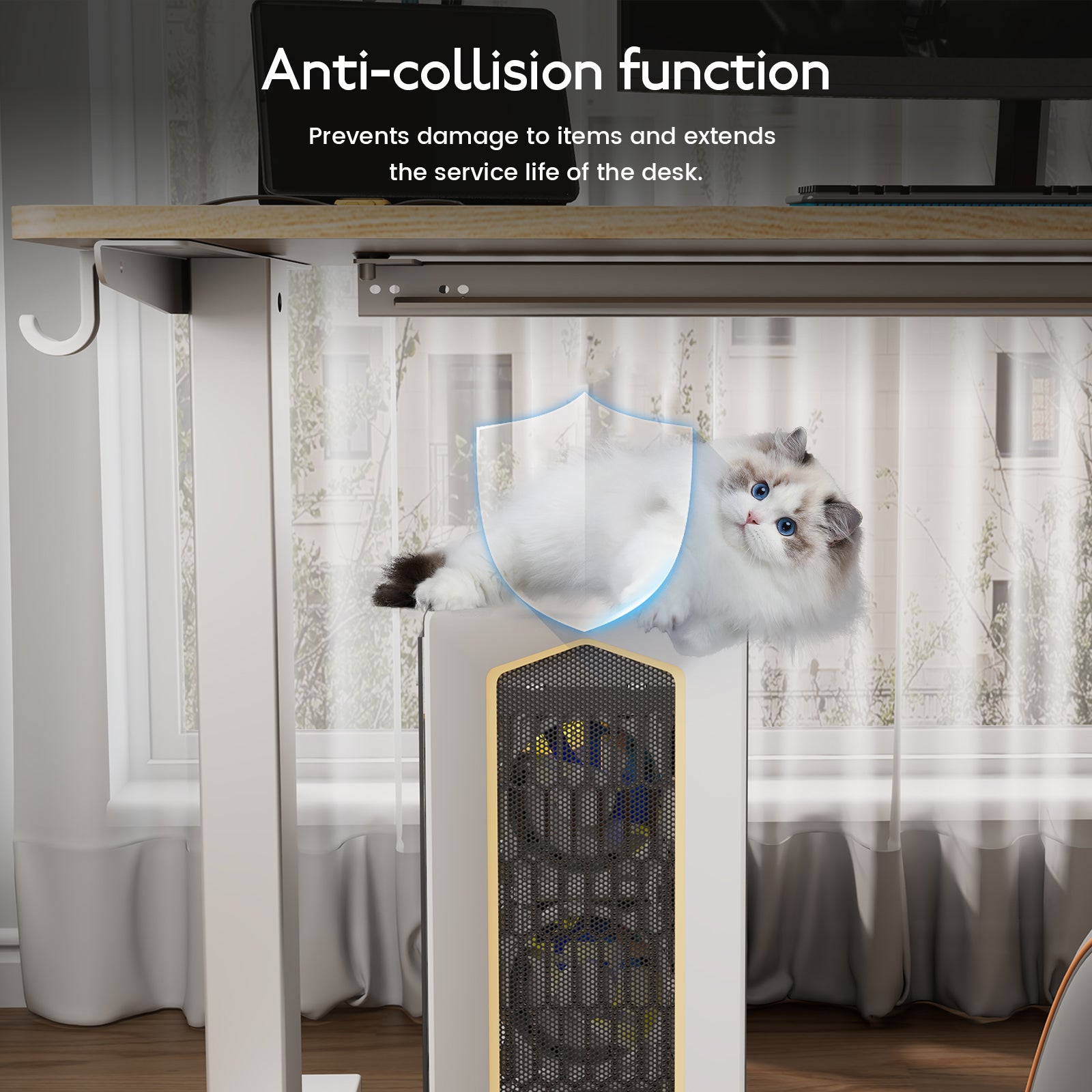 Bureau électrique réglable 80x160 cm,Hauteur 70-117 cm, Fonction mémoire, Rebond en cas de résistance, Mode économie d'énergie - 7