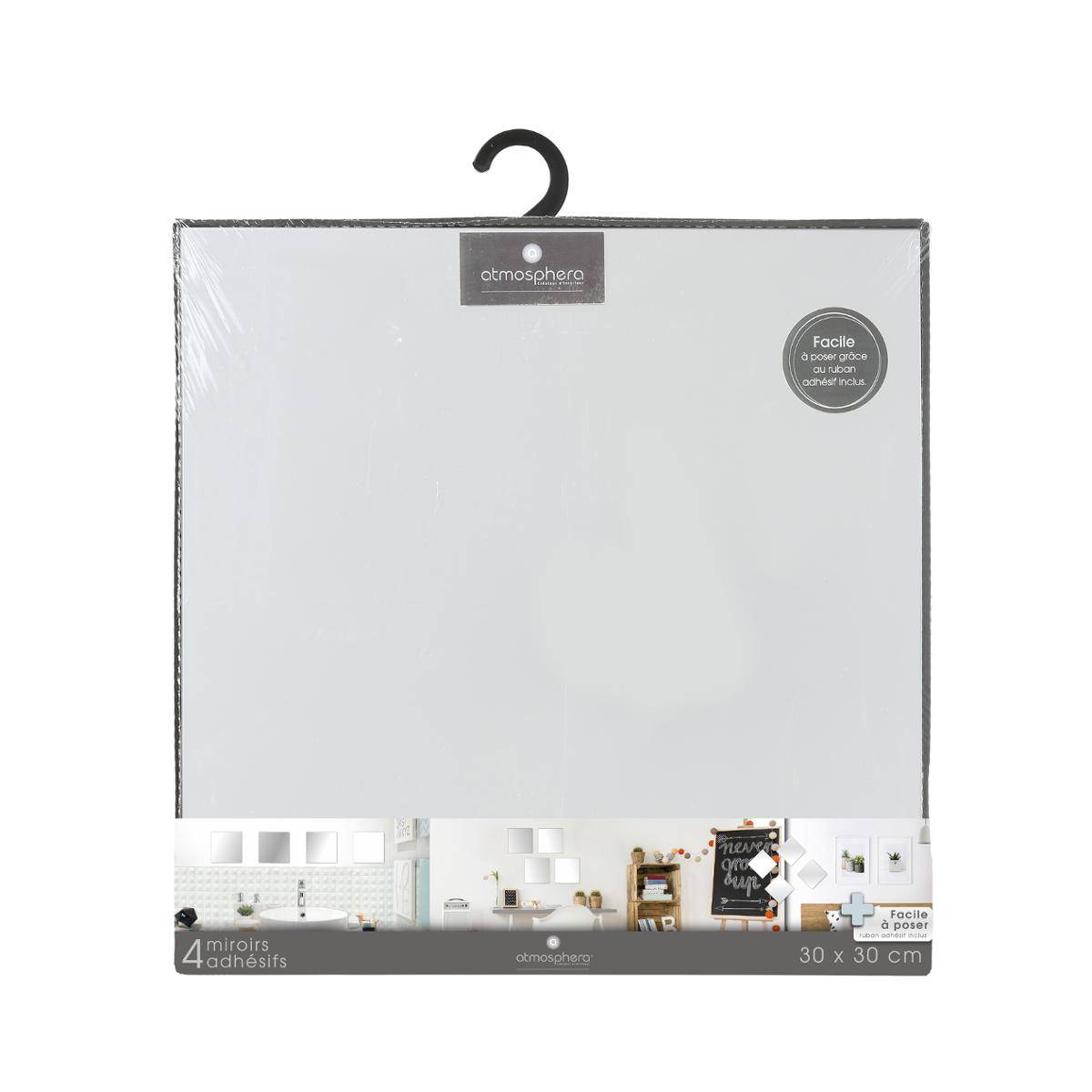 Lot de 4 miroirs carrés adhésifs 30x30 - 5five - 7