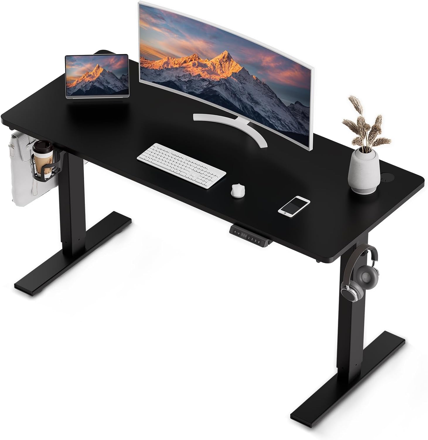 Elektryczne biurko 70x140 cm, USB-A i Type-C, cicha regulacja 70-119 cm, odbicie przy przeszkodzie, pamięć wysokości, ochrona przed kolizjami