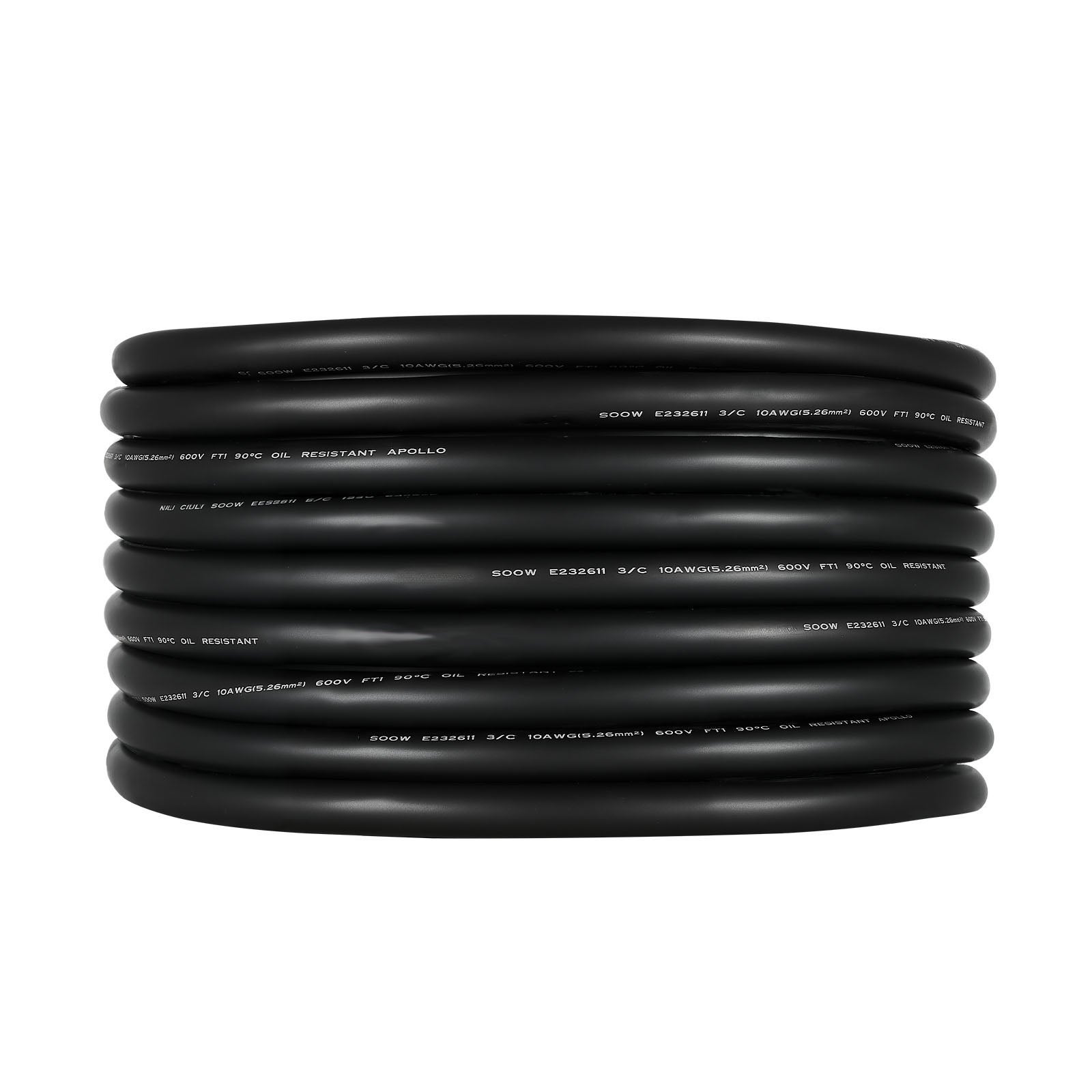 Câble d'Alimentation VEVOR 10 AWG 3 Conducteurs SOOW,600V,Longueur 15,24 m,Gaine Caoutchouc,Conducteur Cuivre Fil Fin,Cordon Électrique Urgence - 9