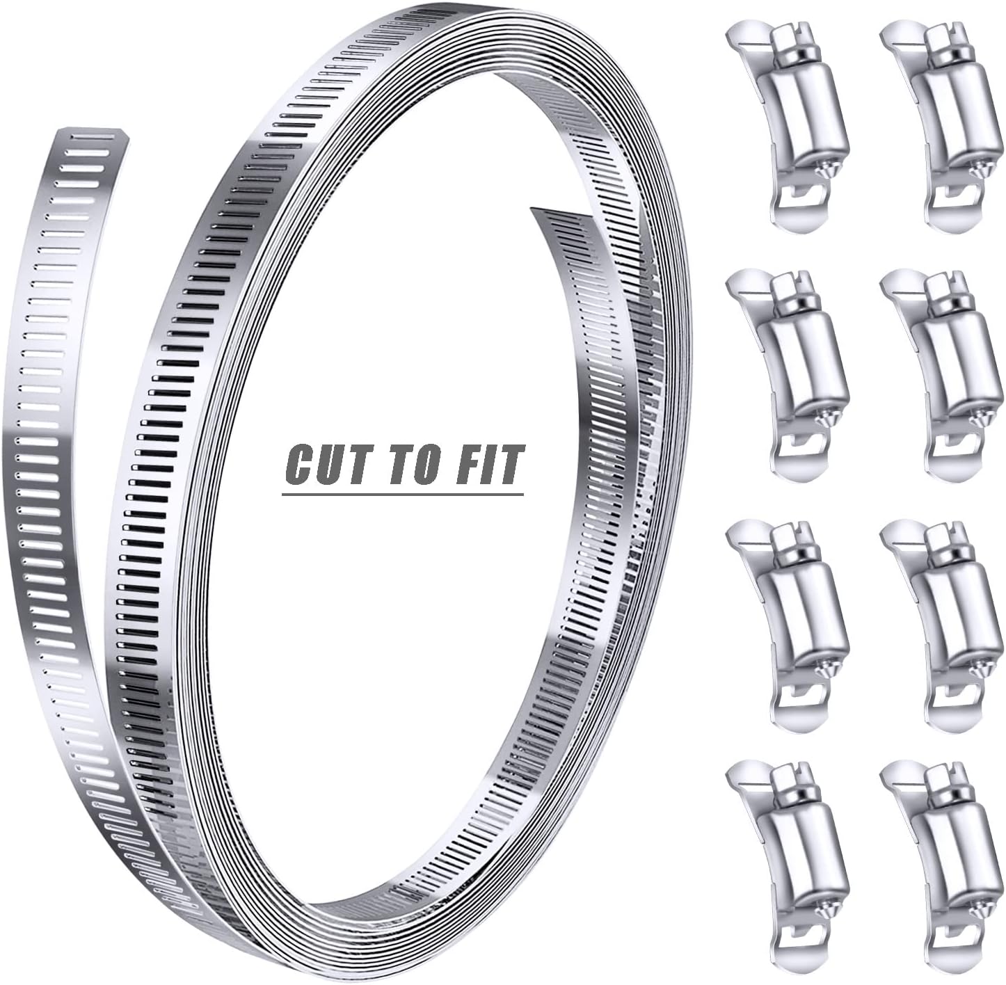 100pcs Colliers de serrage, colliers de serrage en acier inoxydable 304 Colliers de serrage réglables Colliers de serrage en acier inoxydable - 7