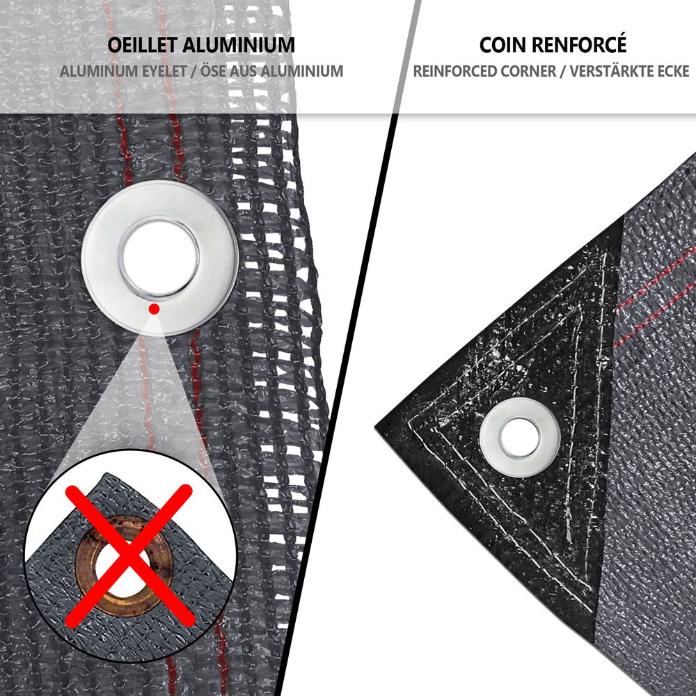 Brise vue occultant en HDPE 230g/m² 1.8x10m avec attaches de fixation anthracite VOUNOT® - 5