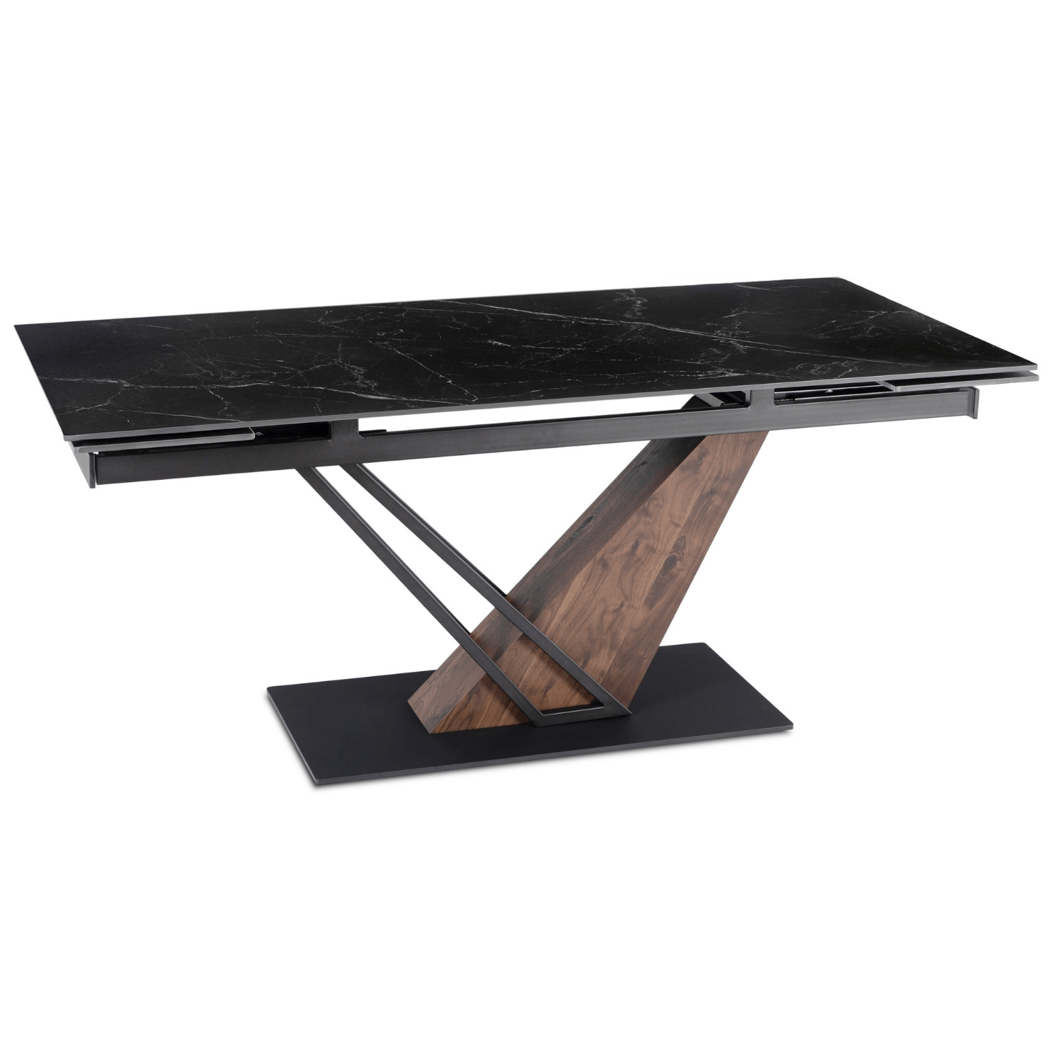 Stół Ceramiczny Rozkładany Spiek Kwarcowy Do Jadalni Czarny REX 180/240