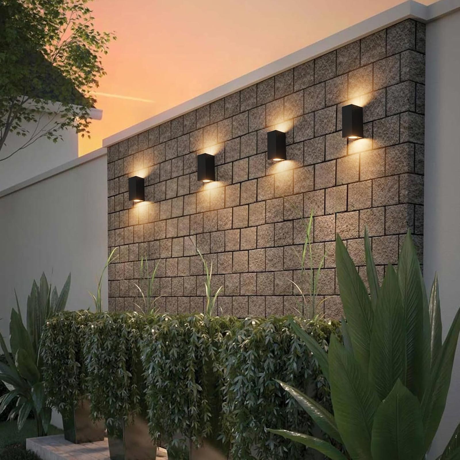 Applique LED noire rectangulaire double lampe GU10 Applique jardin entrée IP65 COULEUR NOIRE - 7