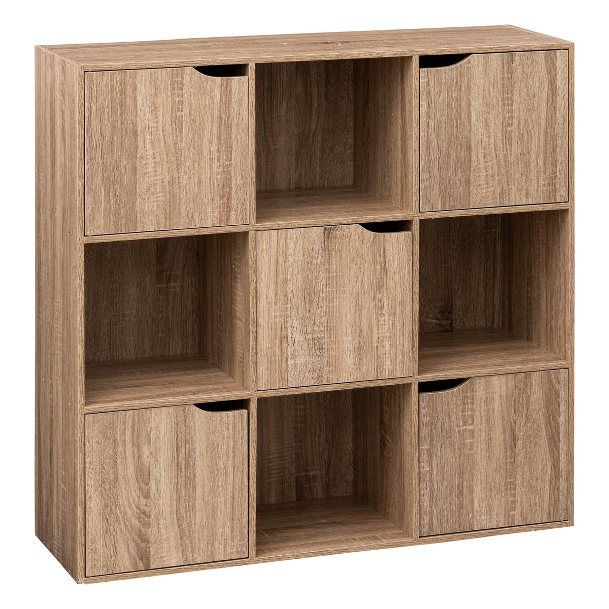 5five Étagère 9 Cases Mix'n Door Chevrons – Style Élégant Effet Bois & Noir, 100,5 X 32 X 100,5 Cm