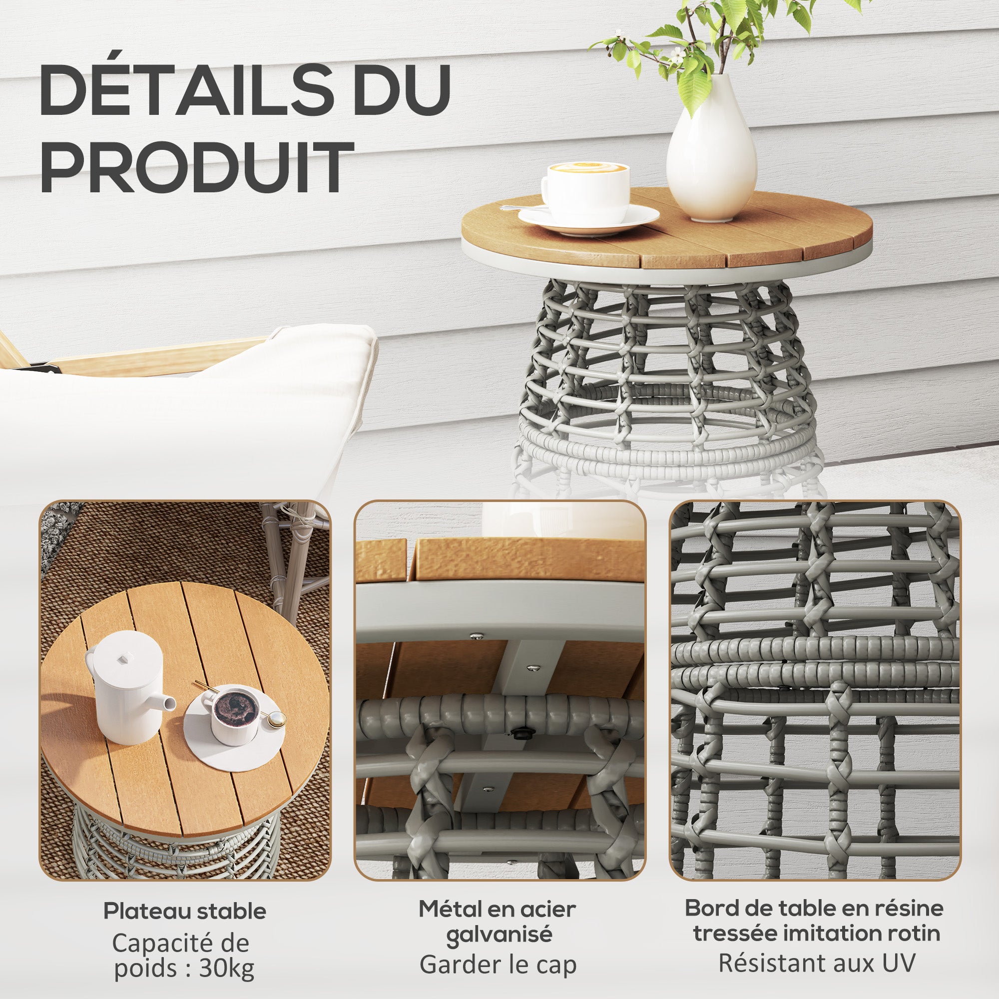 Table de jardin Résine tressée imitation rotin Outsunny - 6