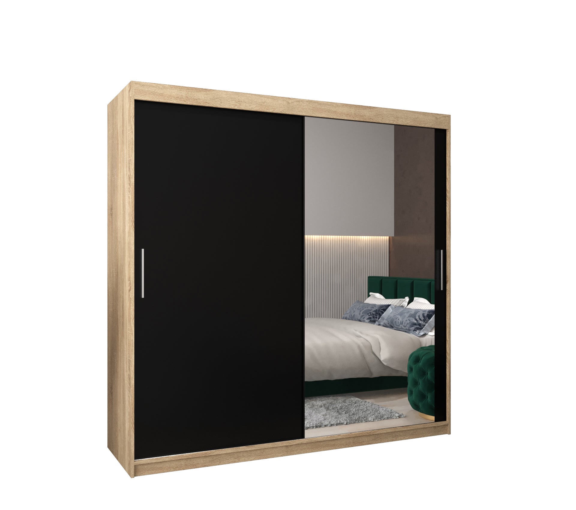 Szafa przesuwna garderoba TOKYO 2 200 x 62 x 200 cm Sonoma + Czarny - Abiks Meble
