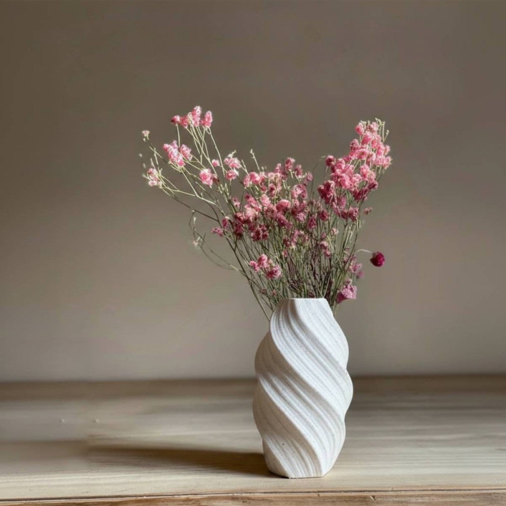 Vase twist en porcelaine blanche, H26cm - Ornami - 2