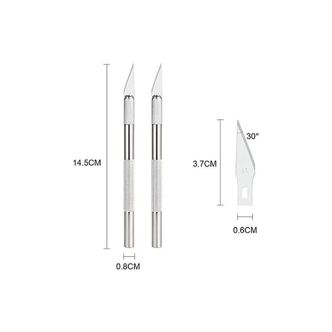 CUTTER DE PRÉCISION Professionnel - 2 Couteaux et 20 Lames pour Découpe CUTTER DE PRÉCISION Professionnel - 2 Couteaux et 20 Lames pour Découpe
