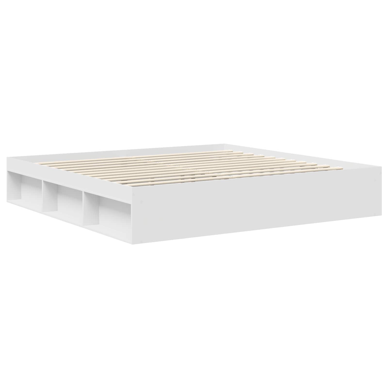 Cadre de lit blanc 200 x 200 cm en bois de pin massif - 5