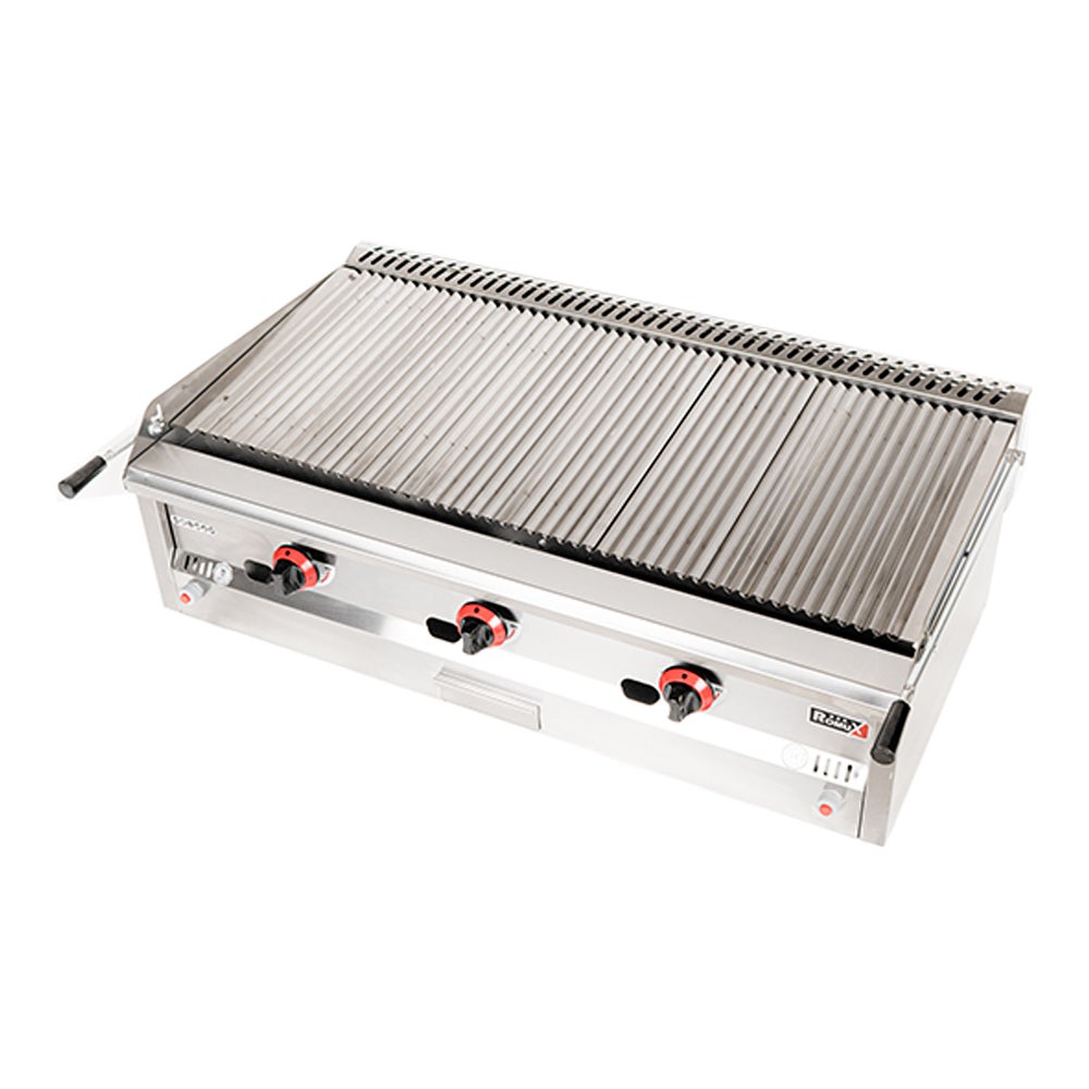 Romux® Barbecue Industriale a Gas con Pietra Lavica 100 cm da Banco con Alta Potenza Termica 34.500 W e Griglia Regolabile su 3 Altezze | Butano - 8