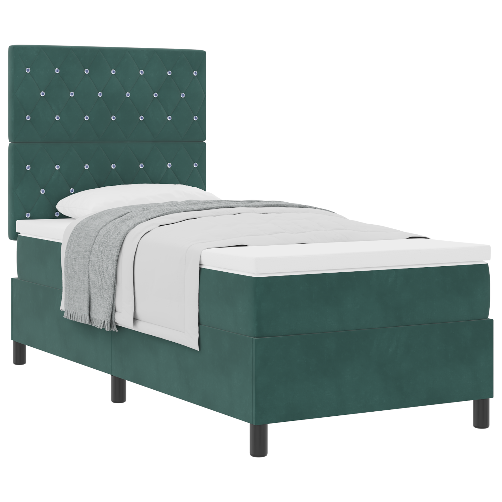 Lit Box Spring avec Matelas Vert Foncé Simple Velours CFW31809 | Leroy ...