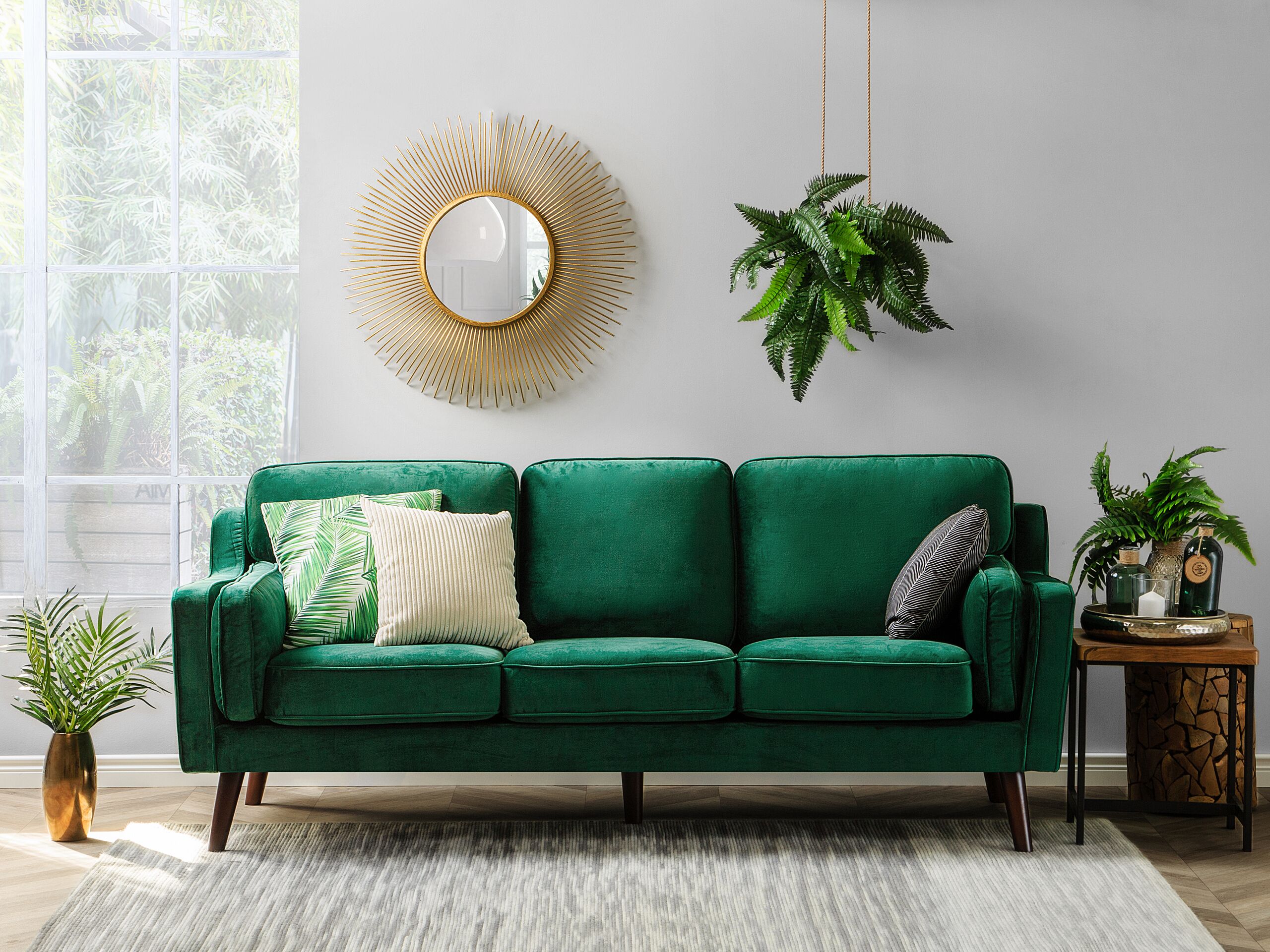 Canapé convertible 3 places en tissu vert FLORLI
