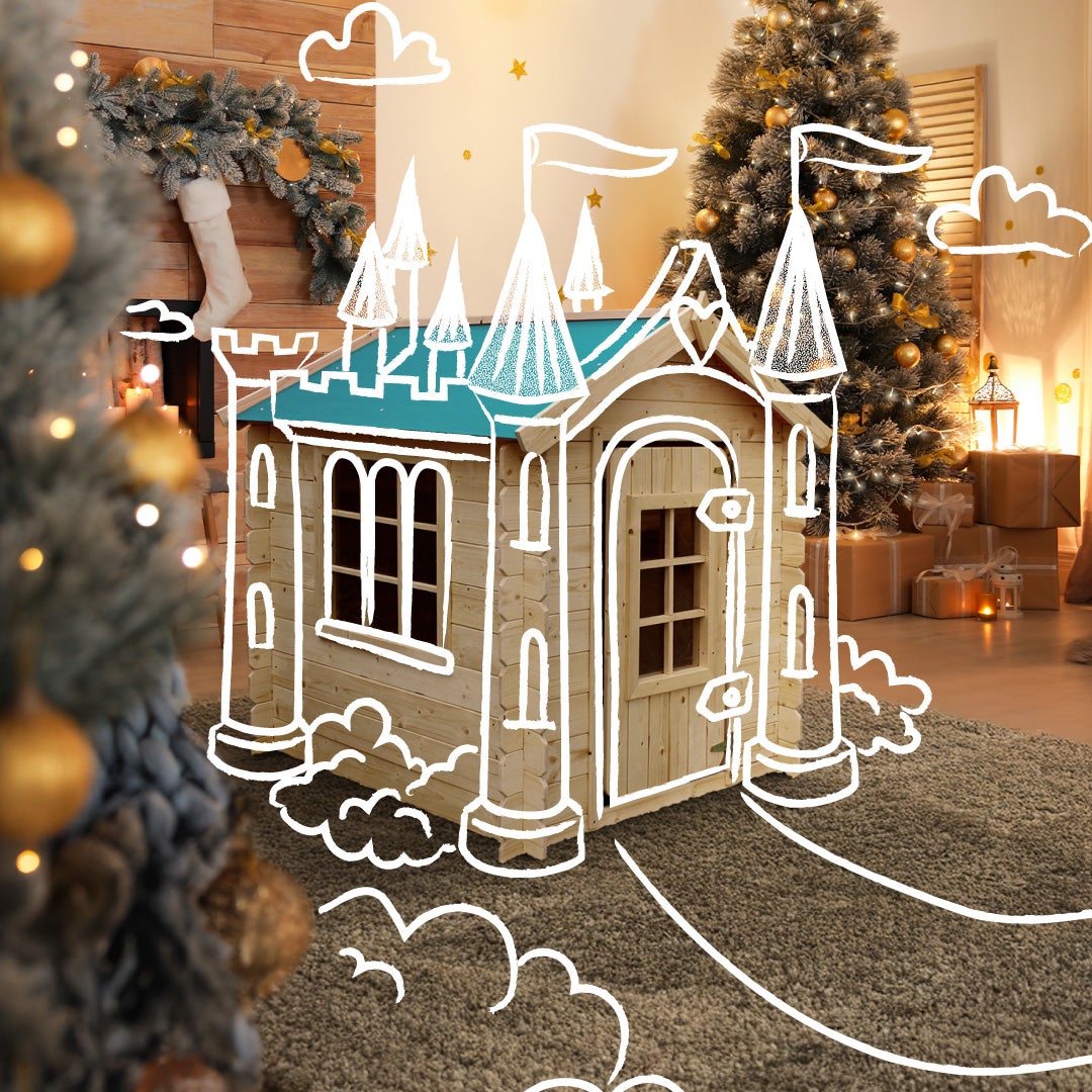 Maison en bois pour enfants -Toit vert- Maison de jeux pour l'extérieur 111x113xH121cm/0.9 m2 - maison jardin enfant exterieur bois Timbela M570Z-1 - 2