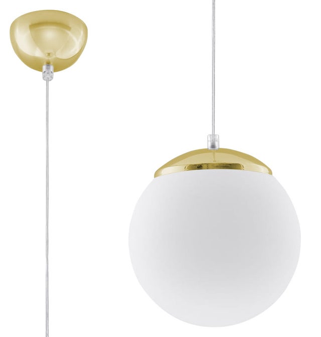 Lampa sufitowa wisząca Ugo złoto-biała 1xE27x60W wym: 80 x 20 x 20 cm szkło Sollux Lighting