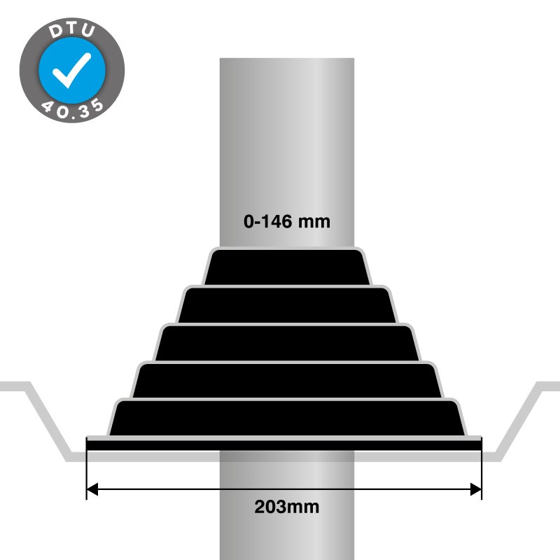 Kit sortie de toiture bac acier EPDM pour conduit Ø0-146 SCELL-IT - 4
