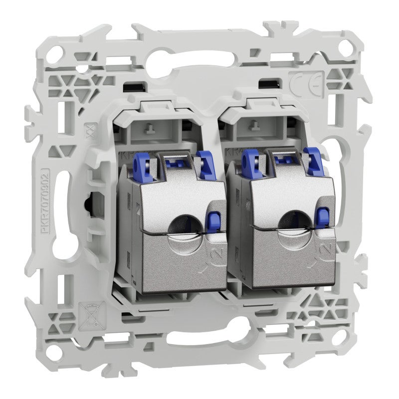 Prise double RJ45 Odace Schneider Electric - Cat.6 - STP - Grade 3TV - Noir Onyx - 4