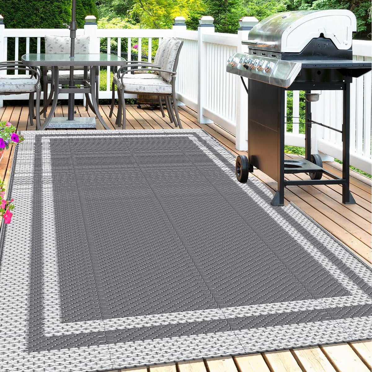 Tapis D'extérieur Grand Format, Tapis Réversible En Plastique Imperméable, Adapté Aux Camping-cars, Balcons, Jardins, Plages Et Campings,183x275cm - 9