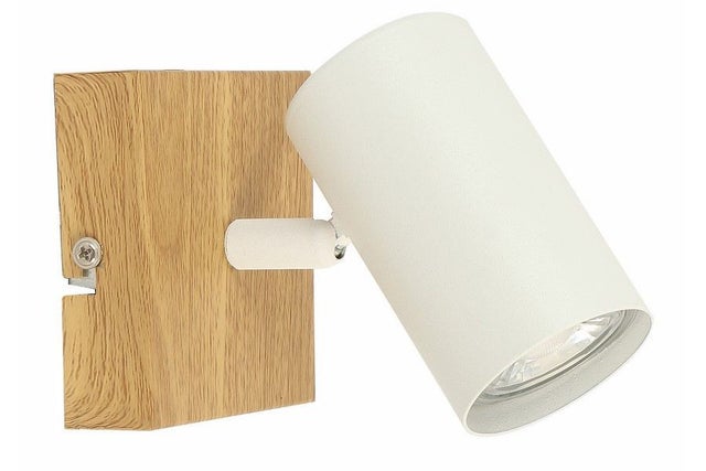 Kinkiet ścienny Quentin biały jasne drewno 1xGU10x15W wym: 12 x 11 x 9 cm metal IP20 Reality