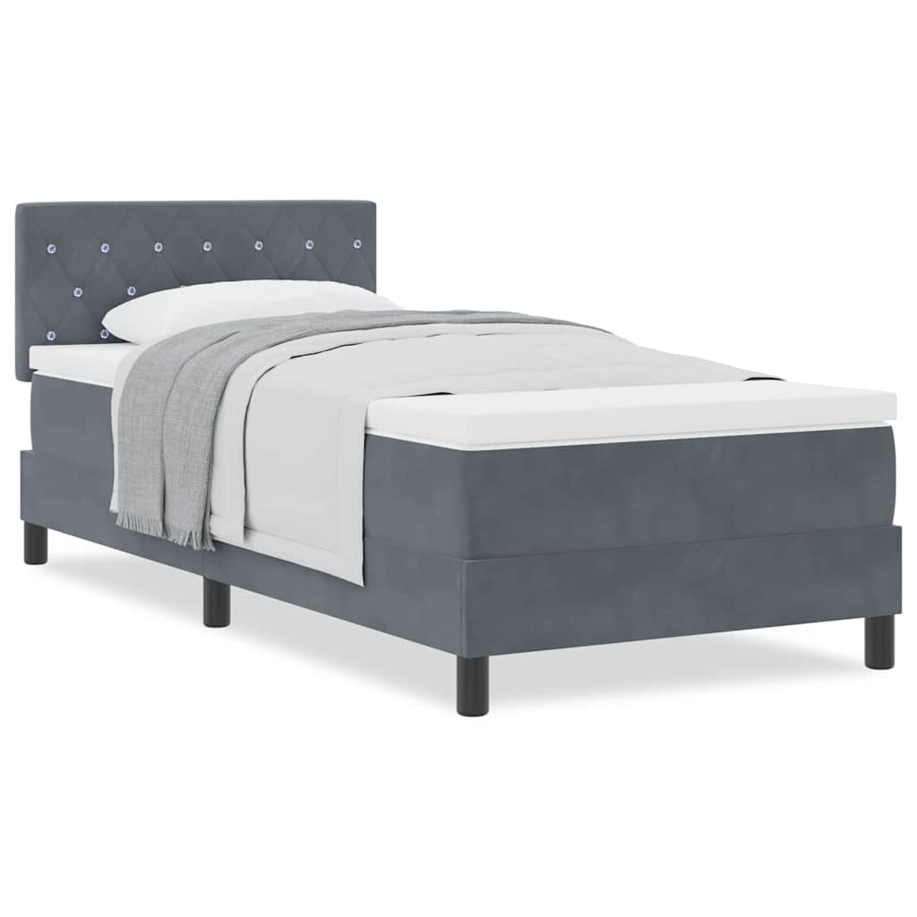 Cadre de lit avec matelas Gris foncé 90 x 200 cm tissu - 4