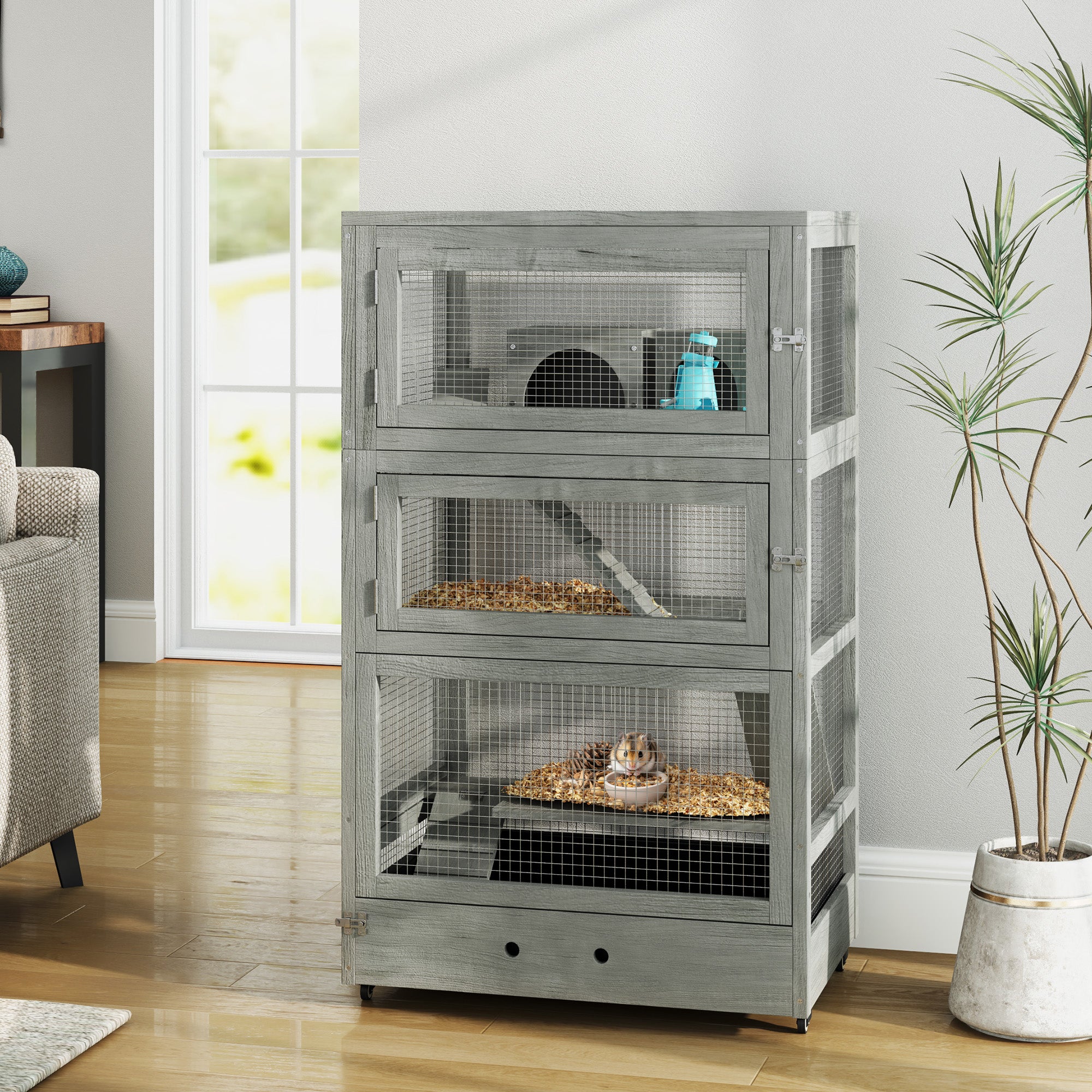 Cage en bois pour hamster nain, 65 x 45 x 109 cm, cage pour rongeurs ...
