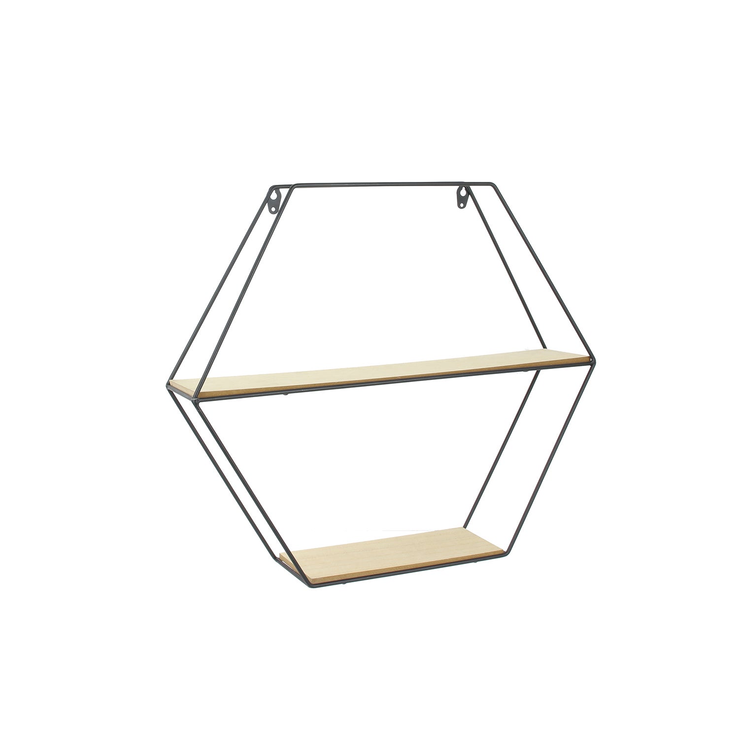 Étagère - HOME DECO FACTORY - Bois et Métal - Hexagonale - Beige et Noir - 2