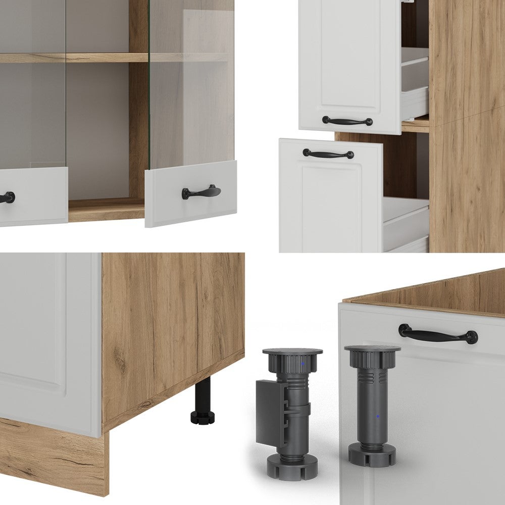 Vicco Cuisine complète R-Line, Blanc campagnard/Chêne doré, 350cm , PT Chêne - 5