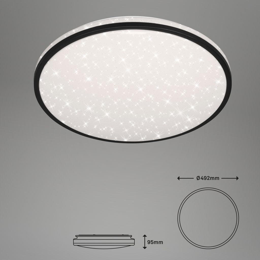 Plafonnier BRILONER LEUCHTEN SKIZO, 48 W, 4400 lm, IP20, noir, plastique, dimmable, avec télécommande, CCT, Ø 49,2 cm - 4